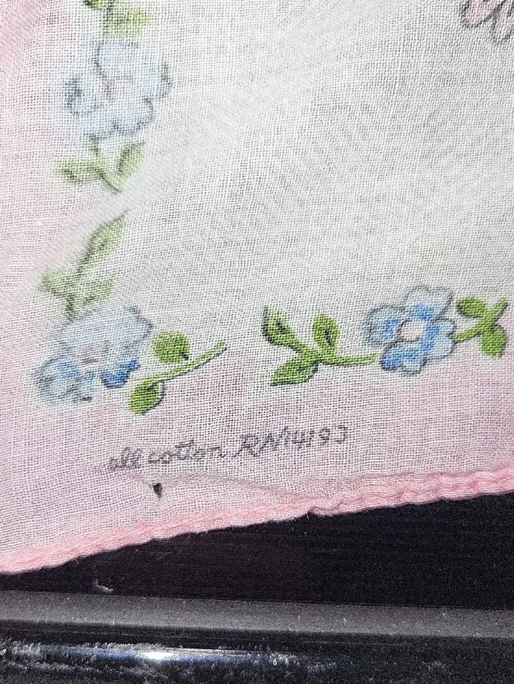 Vintage Floral Cotton Handkerchief in Pink Blue AND STAR OF DAVID TRINKET DISH